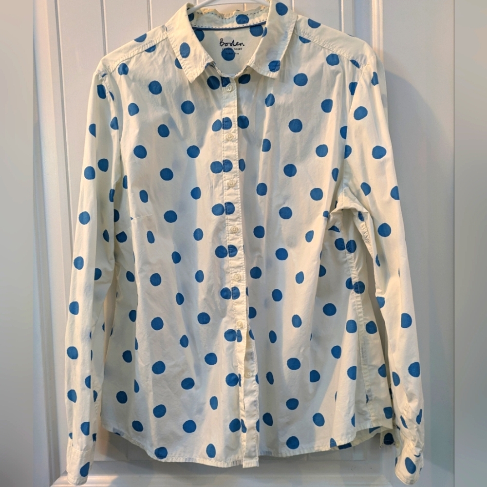 Boden Blue Polka Dot Shirt